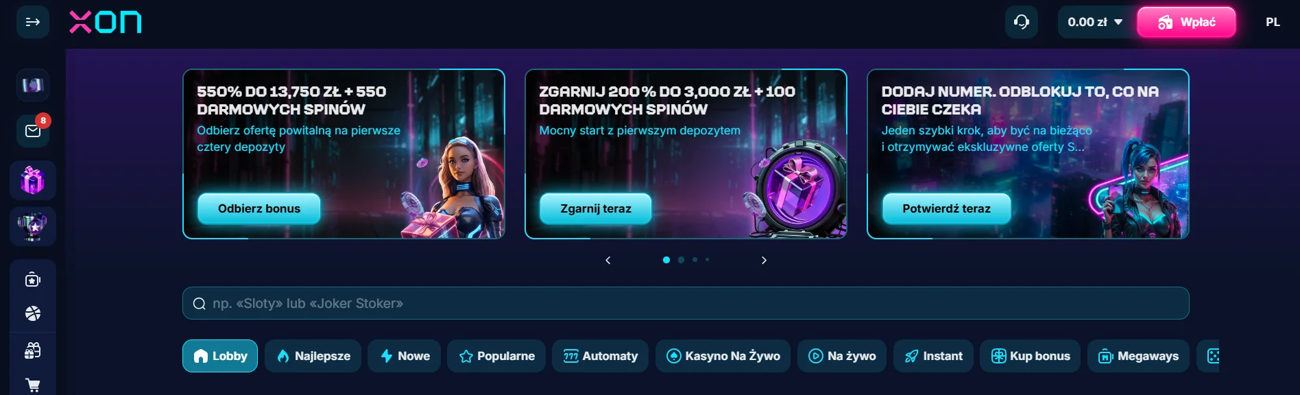 Trzeci krok w XON.bet - wybór metody płatności i depozyt